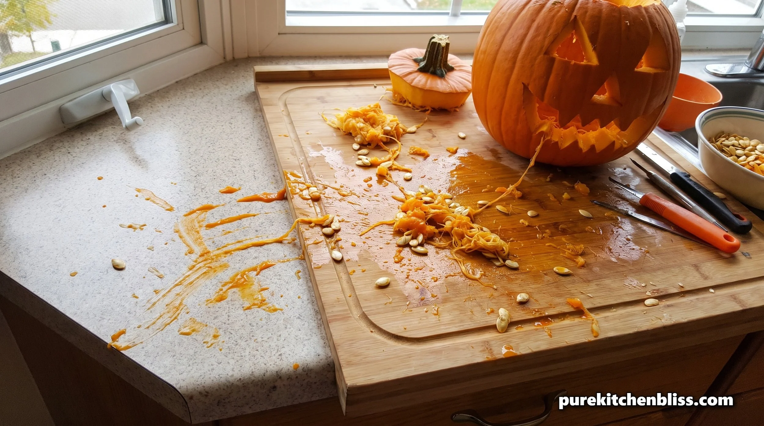 Getting Pumpkin Guts and Stains Off Counters and Cutting Boards