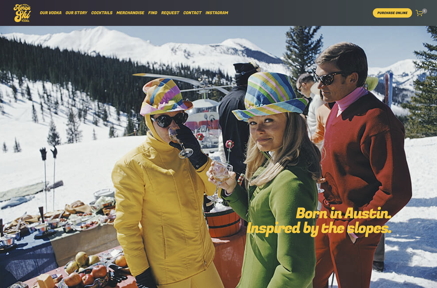 Après Ski Vodka website home page built by Goat Sites, an example of what a professional website looks like