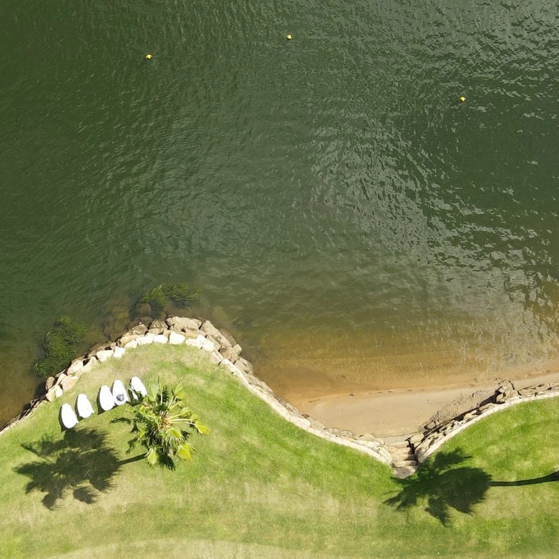 Private waterfront lawn and beaches