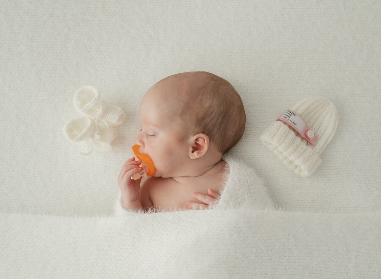 Sleeping newborn baby photographed in Christchurch studio