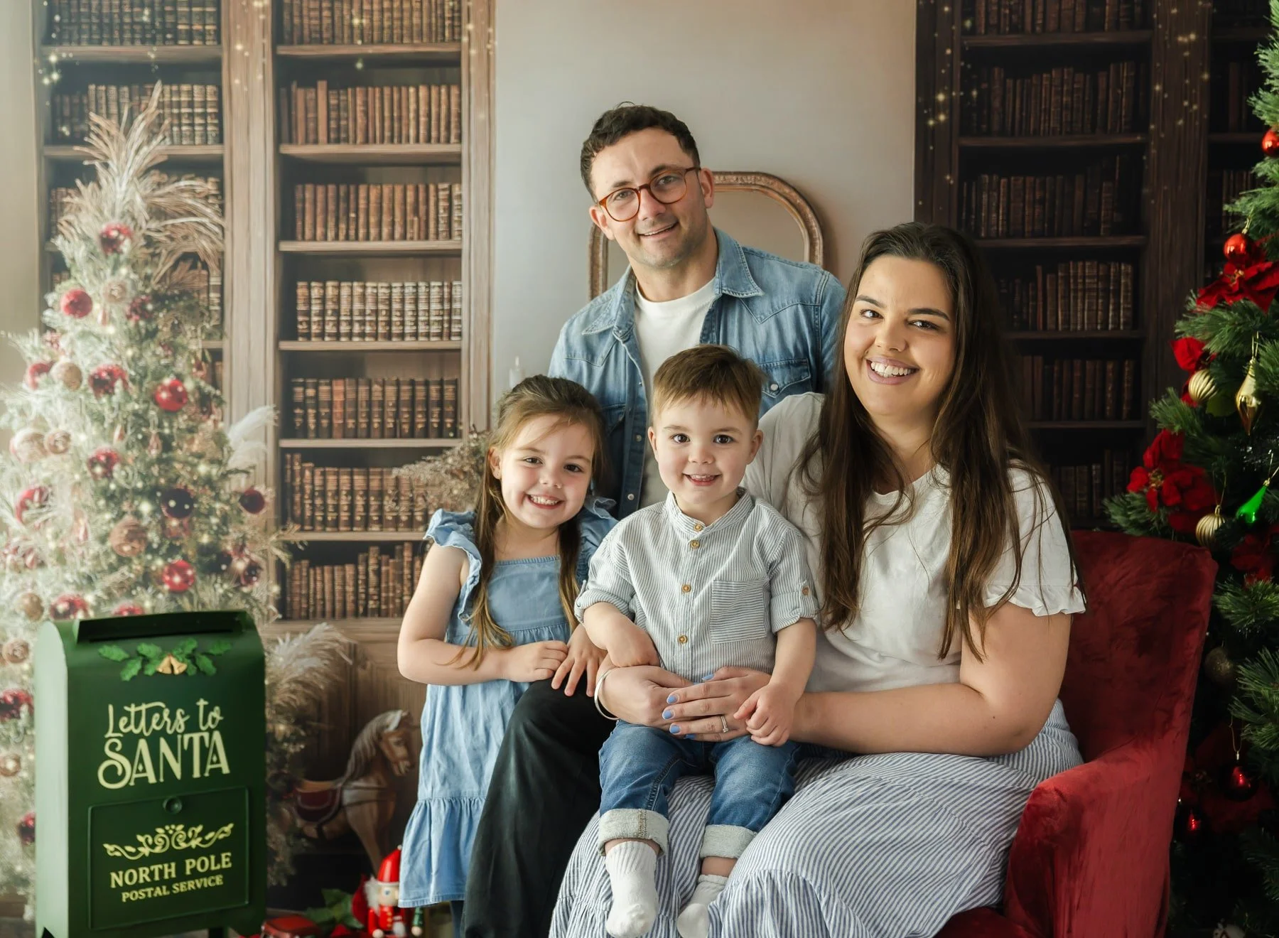 Family portrait captured during Christmas mini photography session in Christchurch