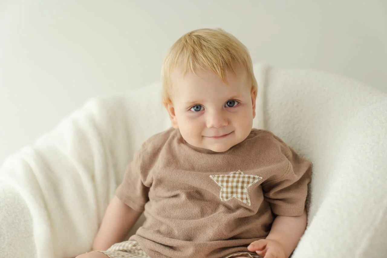 Cute baby boy at Sitter session baby photography in Bishopdale Christchurch NZ