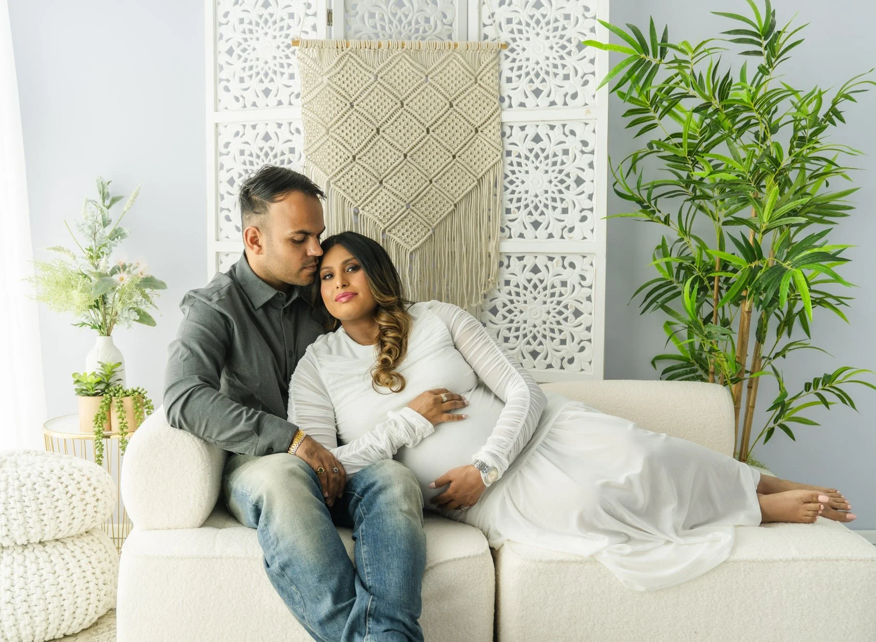 Expectant couple maternity portrait at Christchurch photography studio