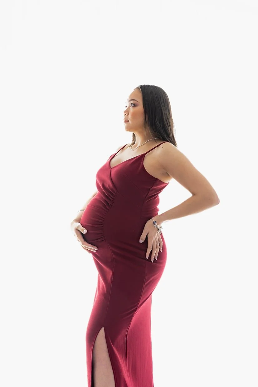Expectant mother elegant maternity portrait at Bishopdale photography studio
