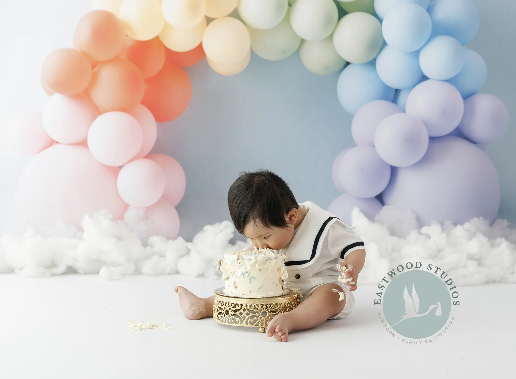 Baby boy cake smash portrait Christchurch photography studio