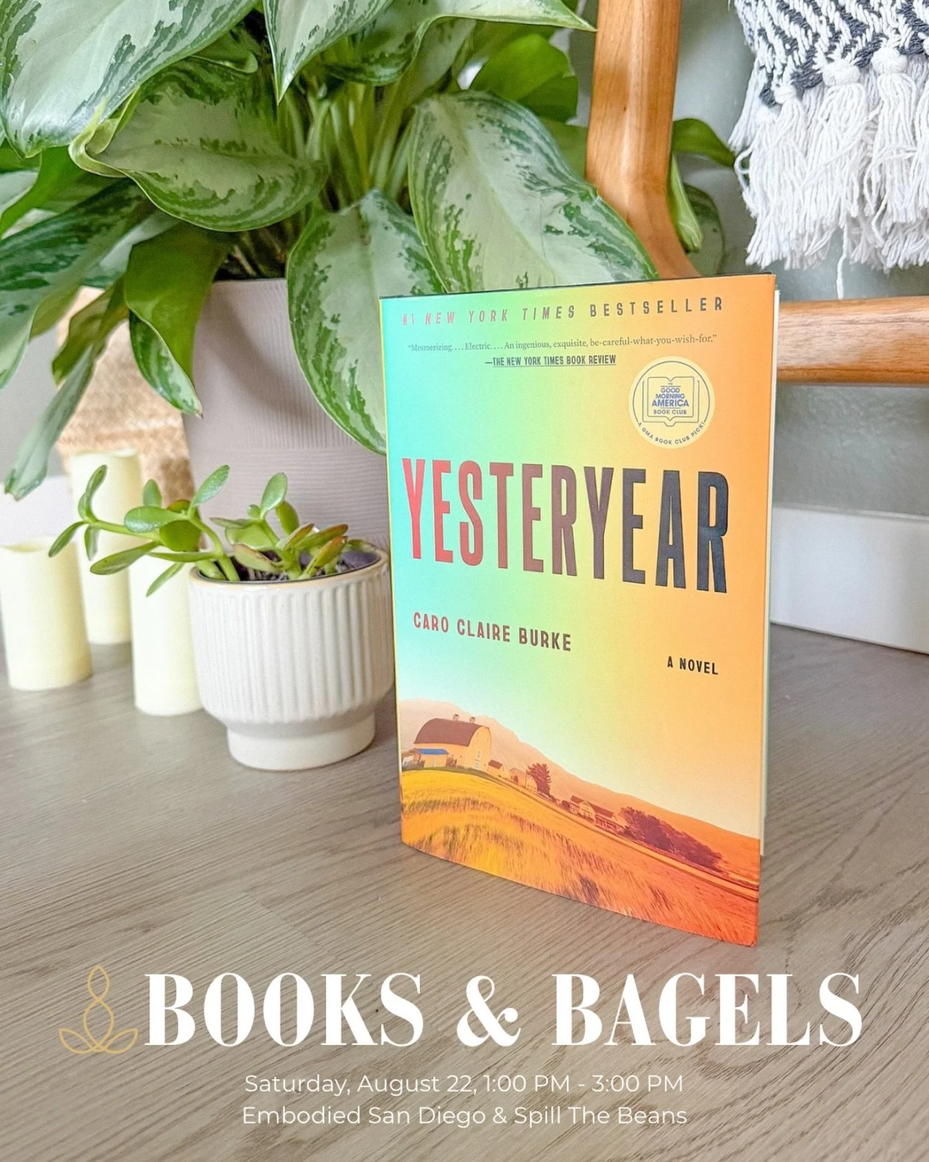 Join Embodied San Diego for Books &amp; Bagels, a cozy community book club 📖 🥯🧘

When: Saturday, Aug 22, 1:00 - 3:00 PM

Following our Embodied Flow class we will gather at 2:00 PM for bagels and conversation at Spill the Beans, just across the pa