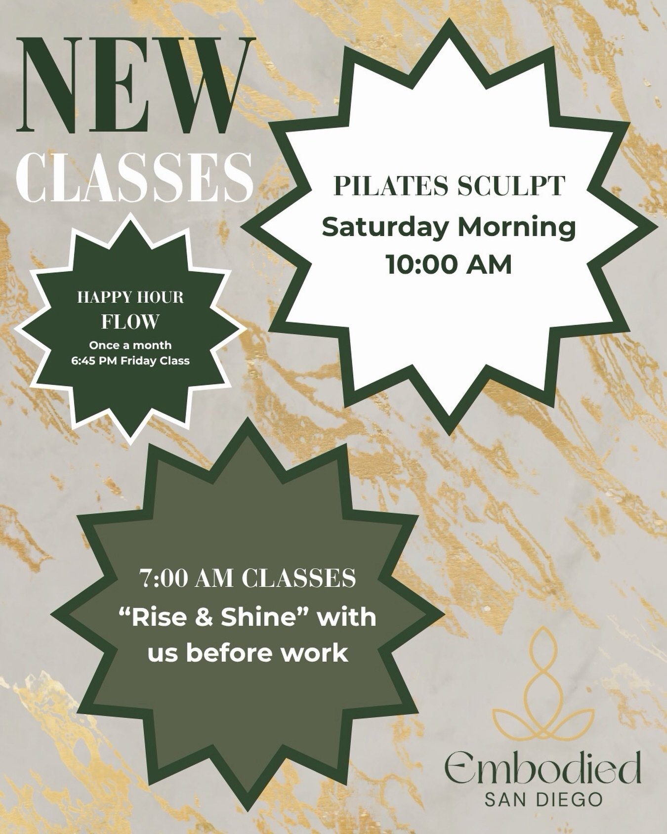 Exciting news, everyone! 👀📢

We&rsquo;ve got more early-bird morning classes (per your requests), a brand-new Pilates Sculpt class, and, last but not least, a monthly Happy Hour Flow!

Good things are happening, y&rsquo;all! We hope to see you on t