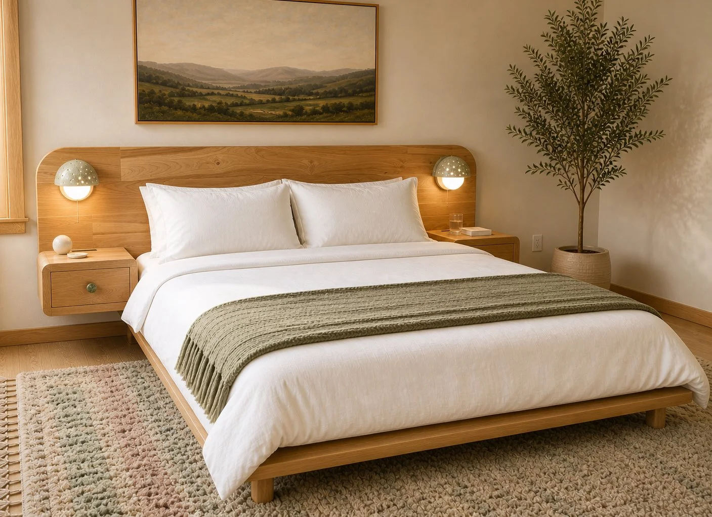 Solid Siberian Elm Bed Frame, Headboard, Night Stands- Custom Designed and Built 