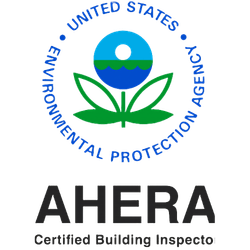 AHERA logo featuring a stylized flower with blue and green colors, representing the Environmental Protection Agency.