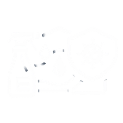 Cleaning supplies with a spray bottle, a cloth, a squeegee, and a shield with a virus symbol indicating disinfection or sanitization.