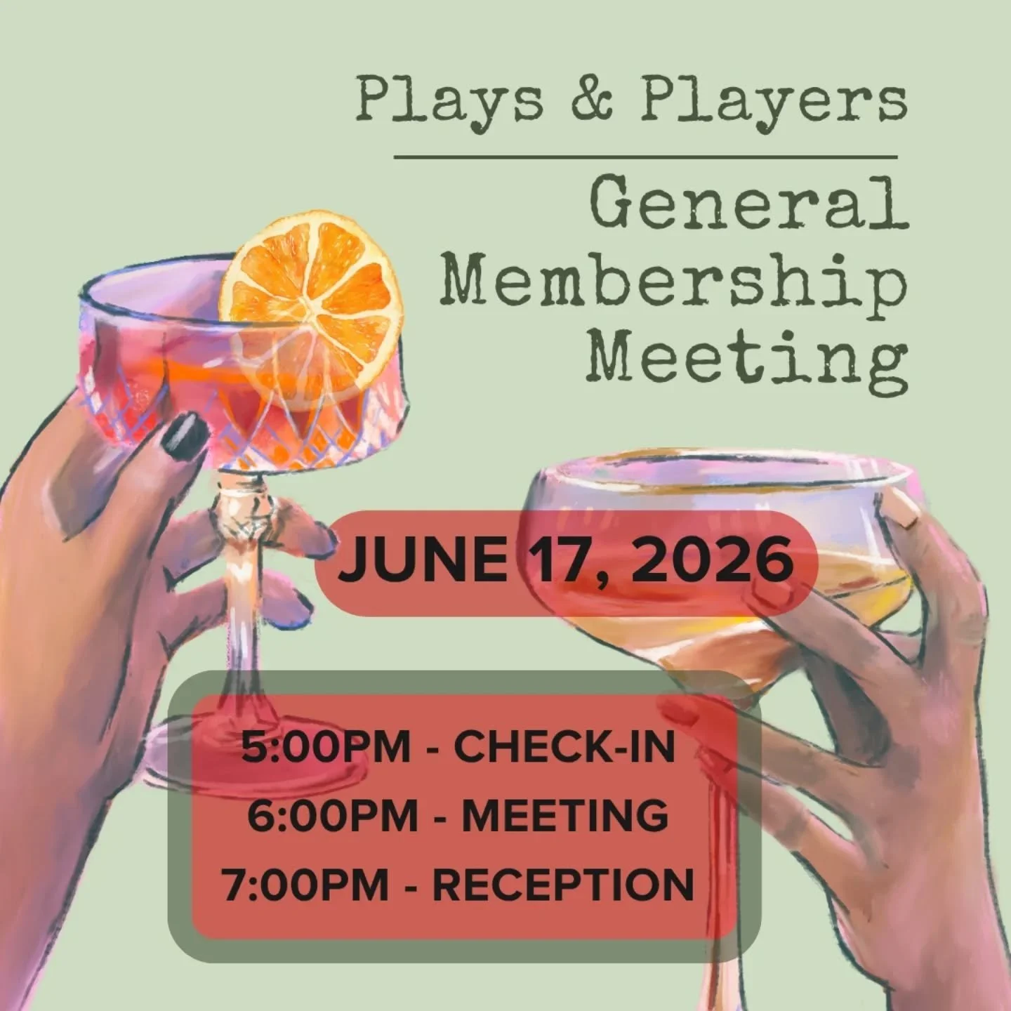 Tonight!! It's the General Membership Meeting!!

Members in good standing are invited to come to the Skinner Studio to hear from our staff and board about this year's achievements and setbacks followed by our goals for the upcoming season!

Members w