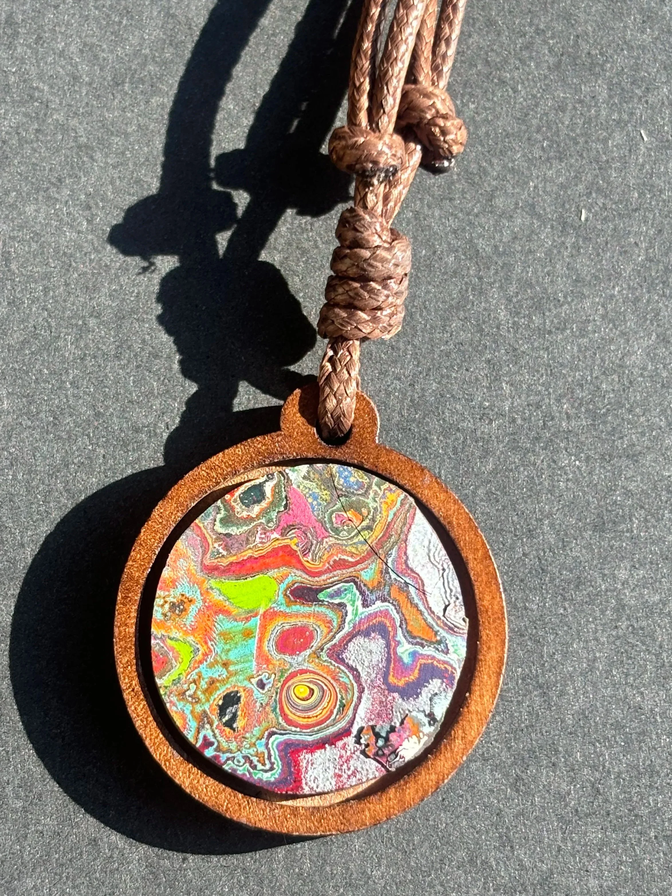 Cadillac Ranch Graffiti Wooden Pendant