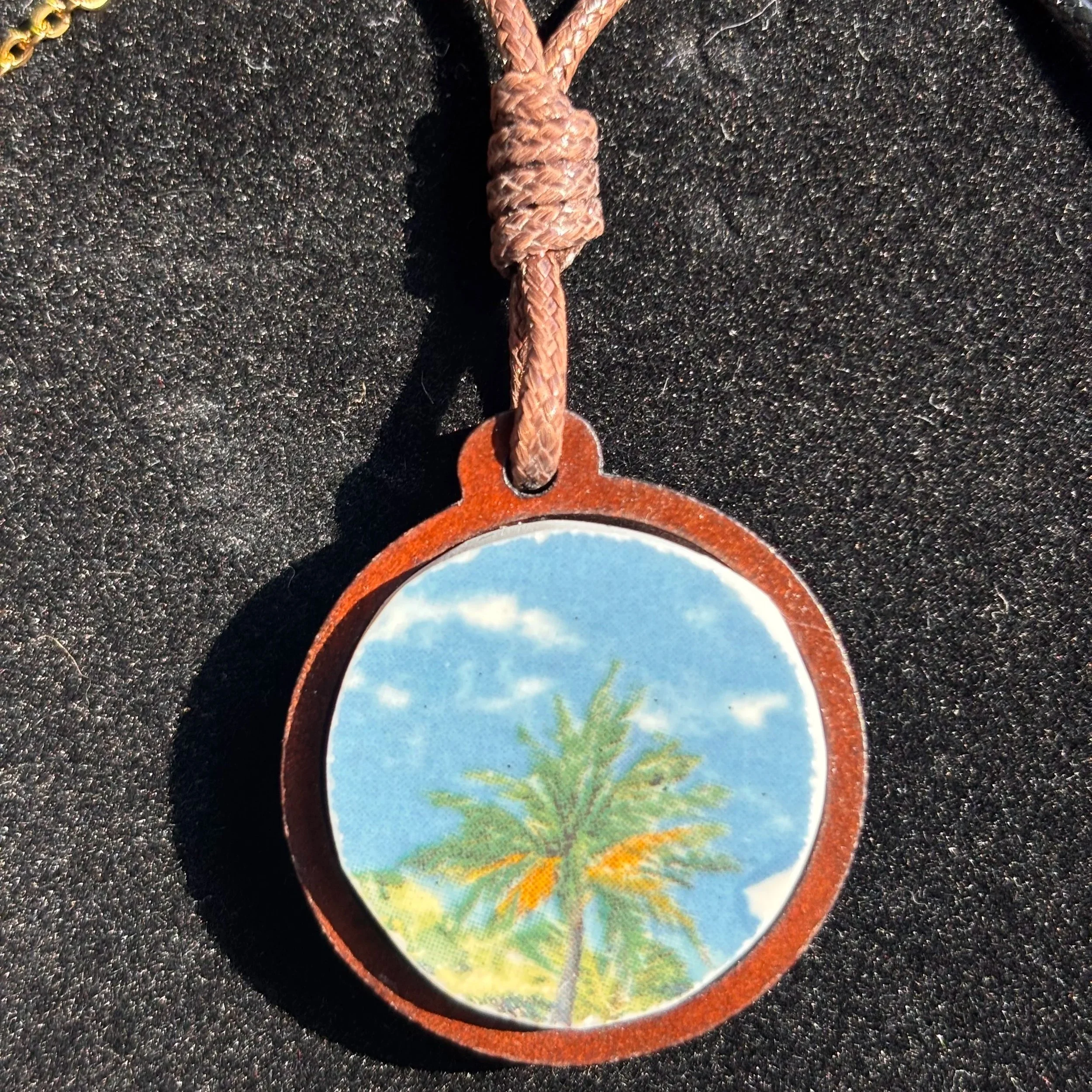Tropical Escape Porcelain & Wood Pendant