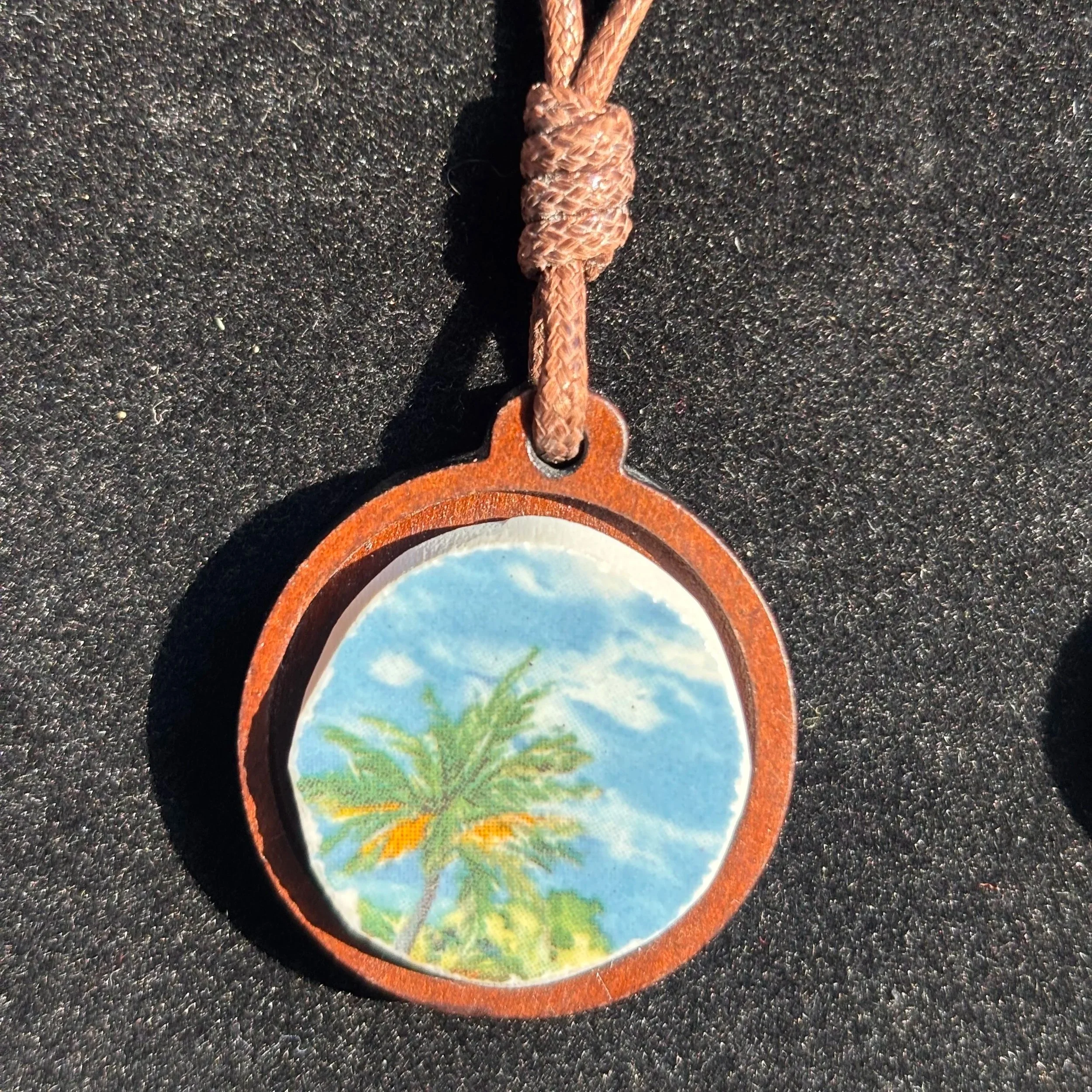 Tropical Palm Tree Porcelain Pendant