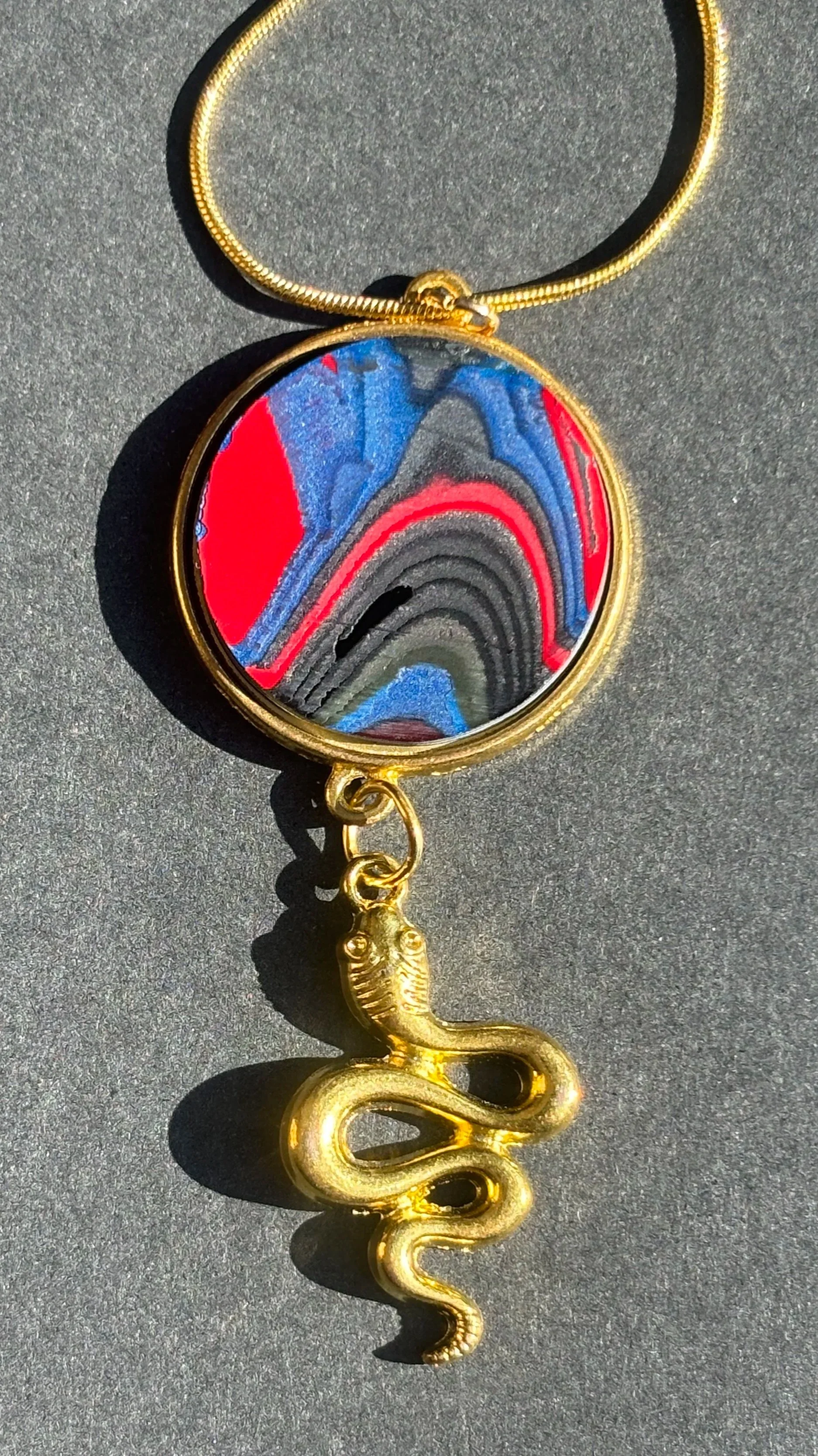 Jeep Artistry Gold Pendant Necklace with Snake Charm