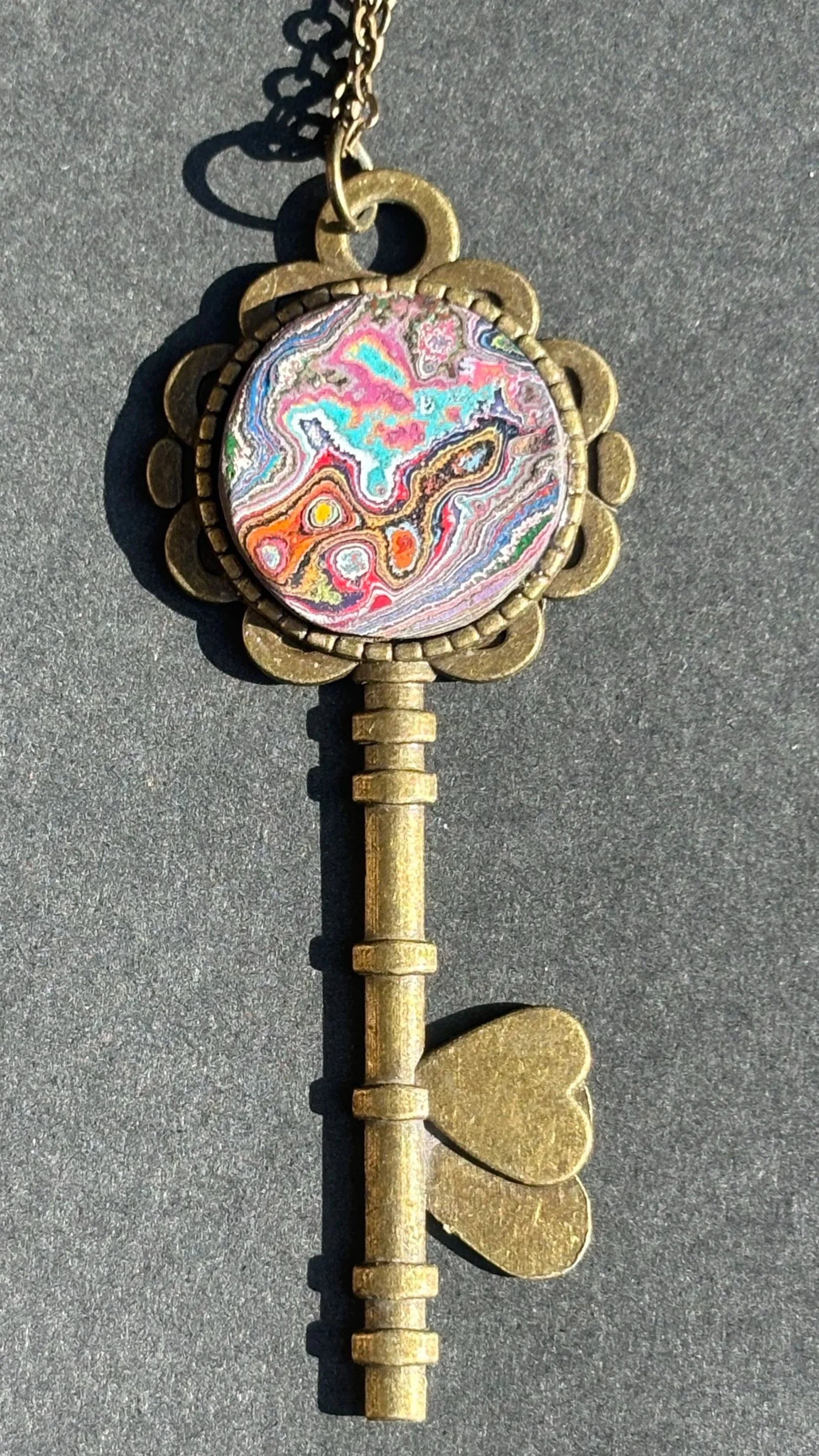 Cadillac Ranch Graffiti Bronze Key Pendant