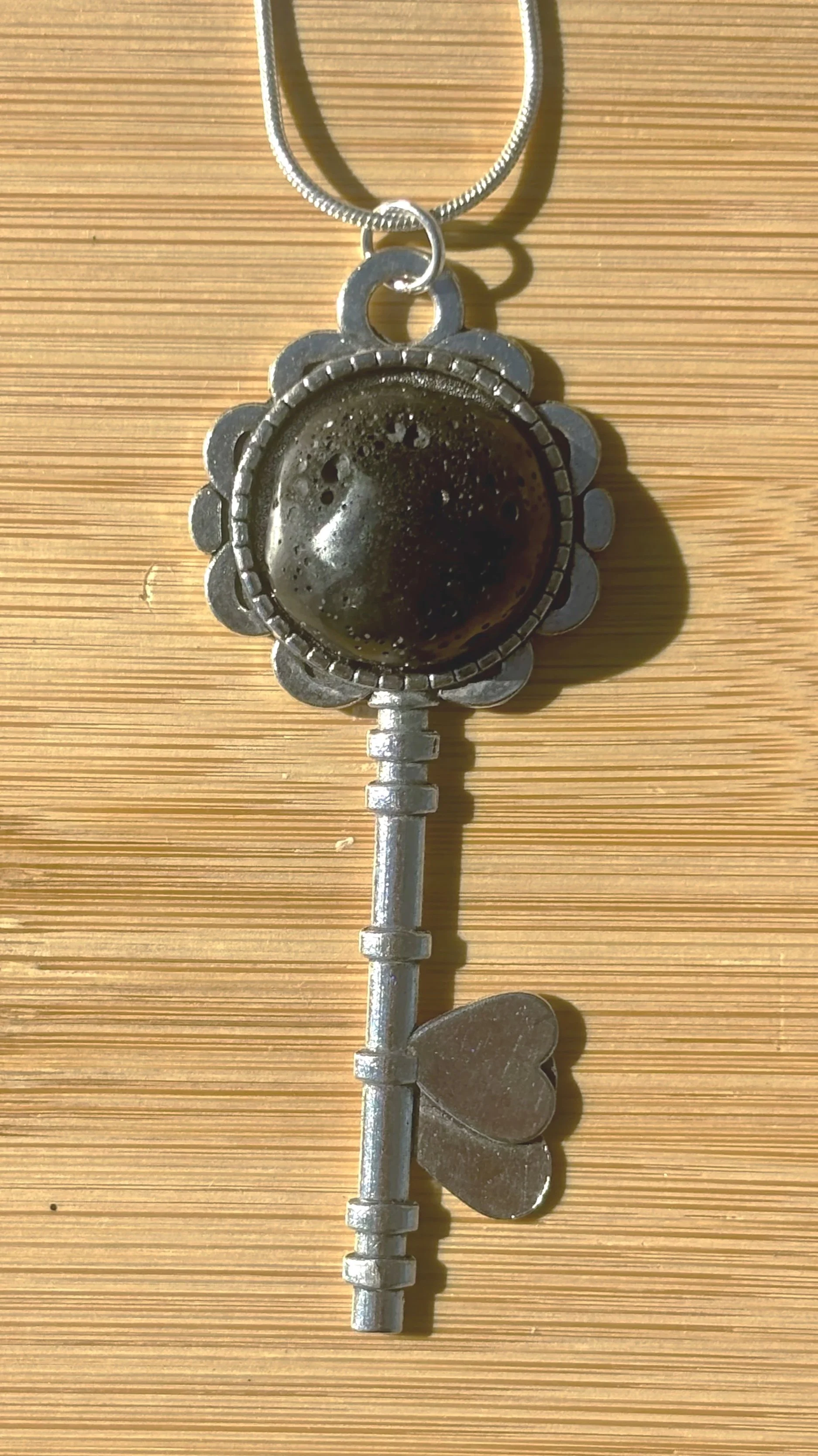 Gothic Elegance: Black Lake Erie Slag Key Pendant