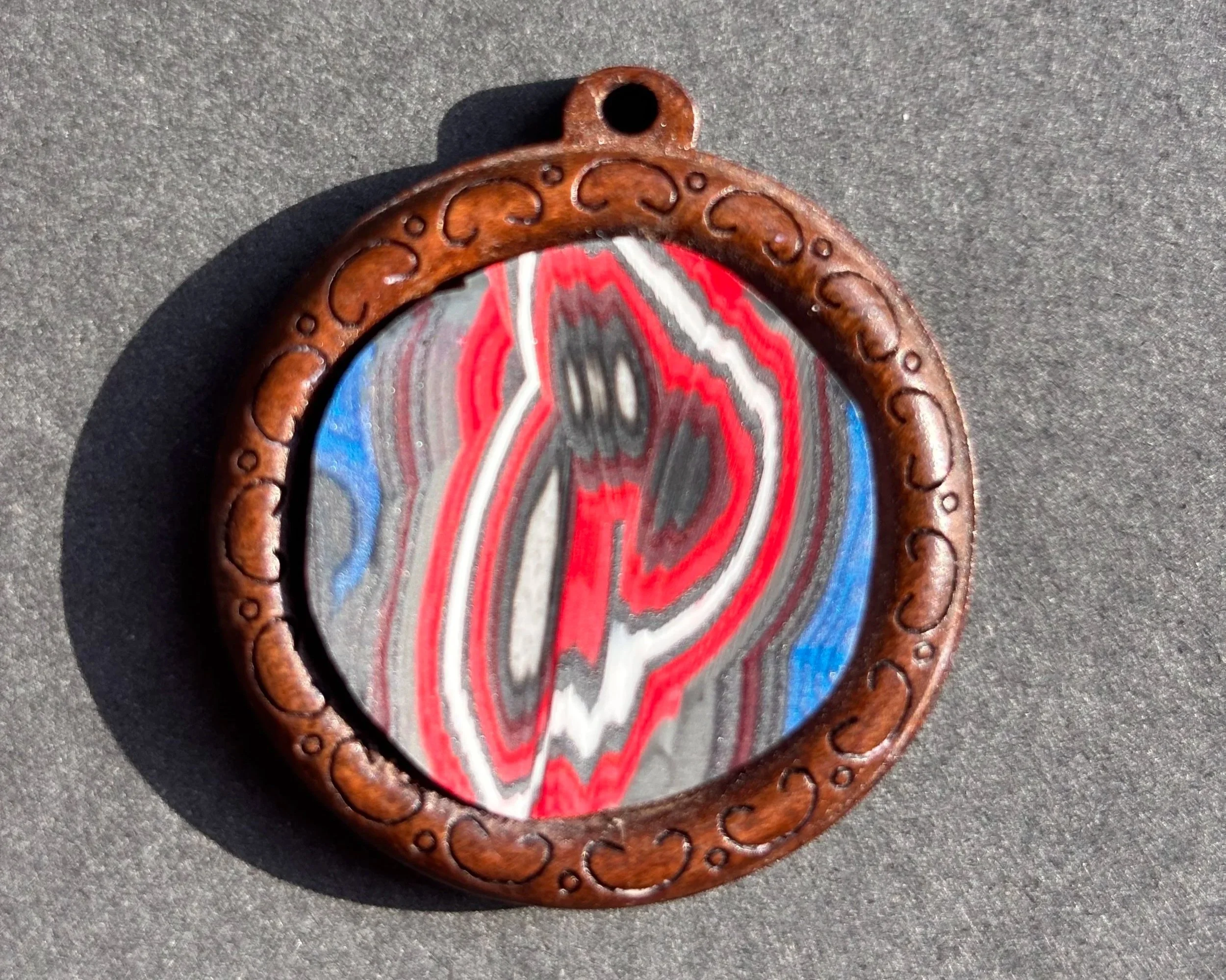 Vibrant Jeep Paint Wooden Pendant with Cord
