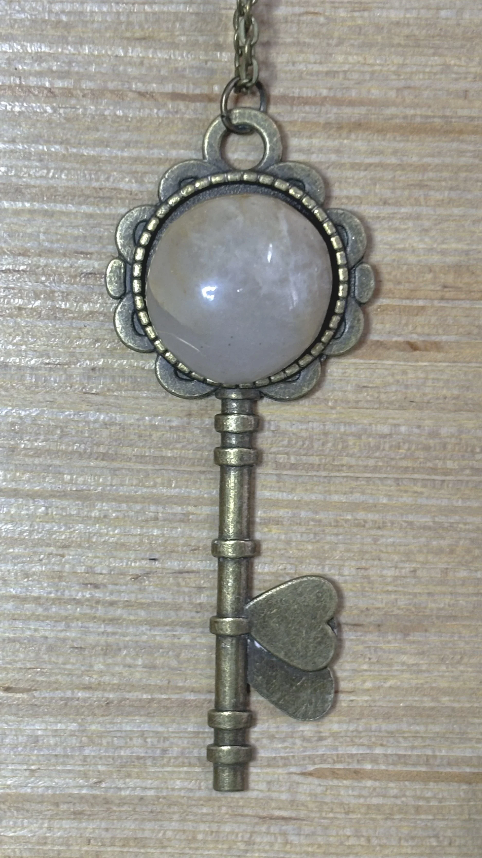 Nelson Ledge Quarry Quartz Key Pendant with Bronze Chain