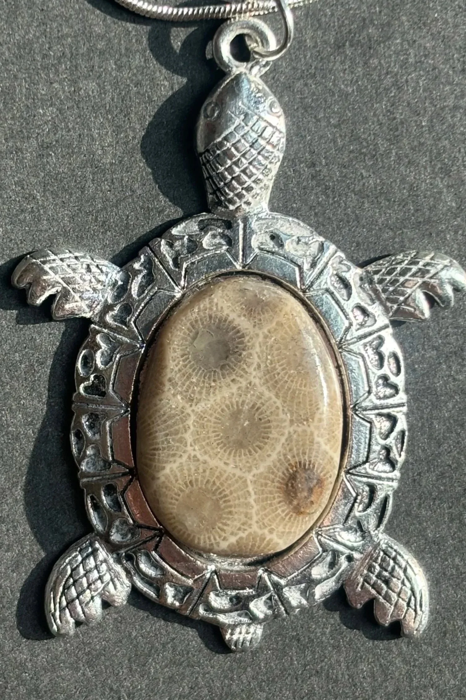 Petoskey Silver Turtle Pendant