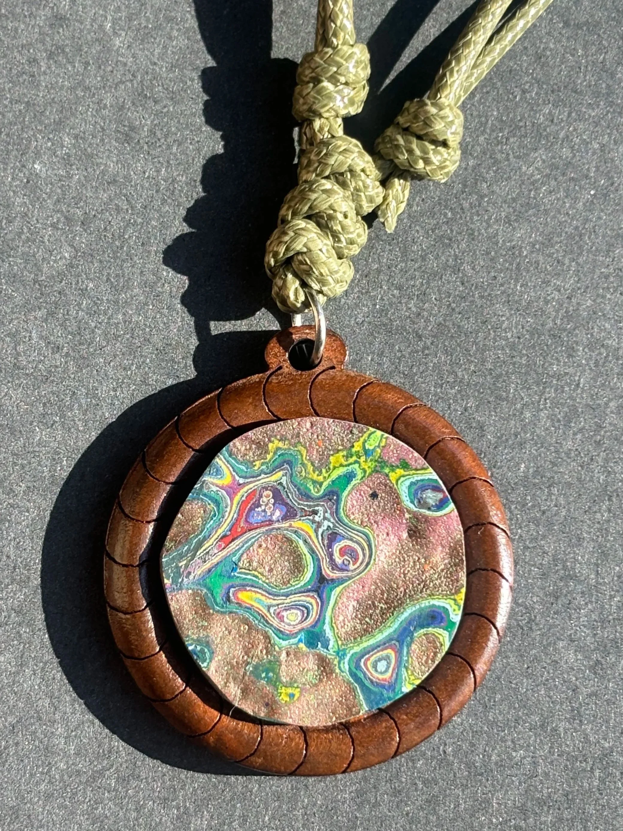 Cadillac Ranch Graffiti Wooden Pendant