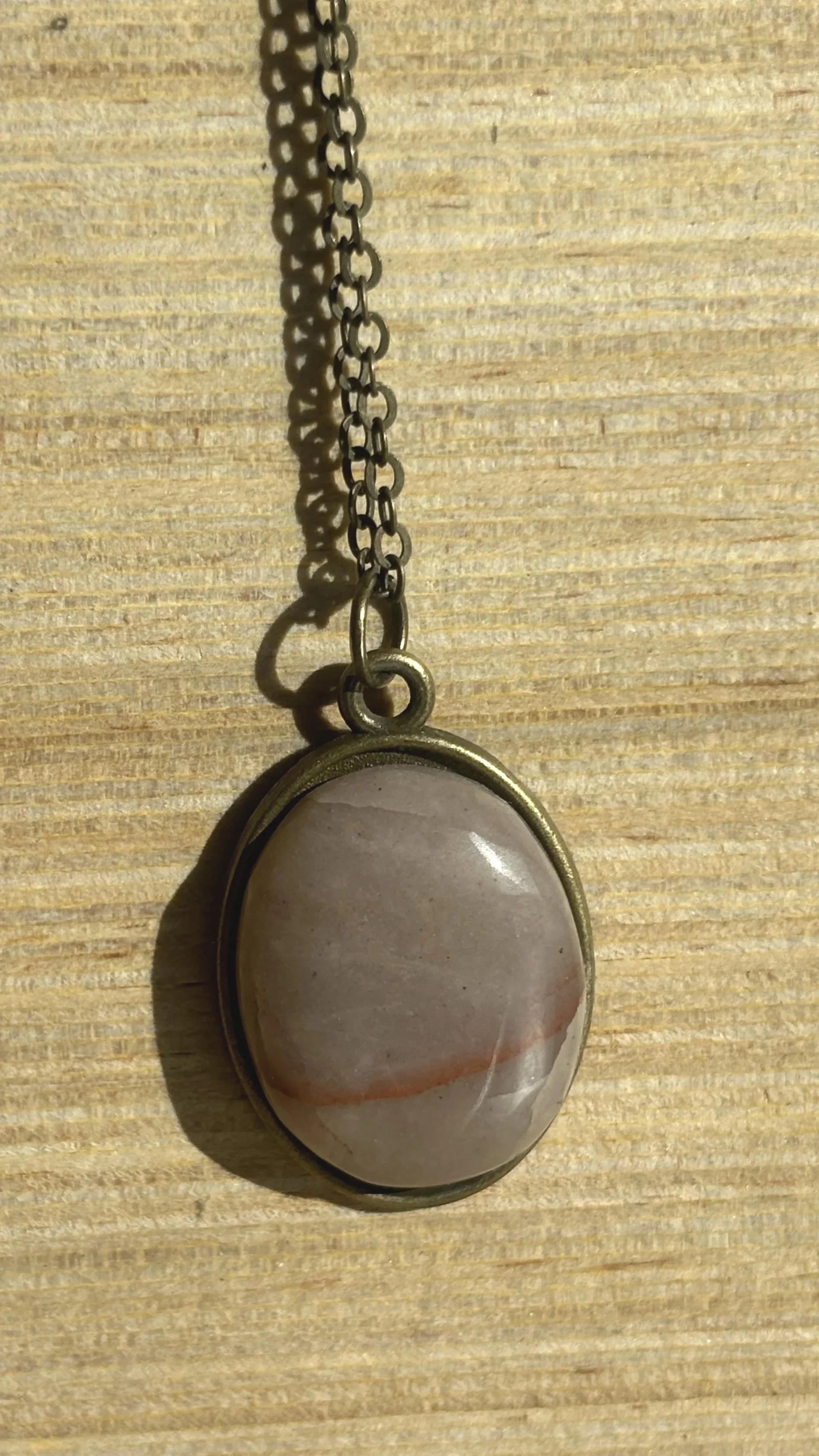 UP Whitefish point Oval Wish Stone Pendant Necklace
