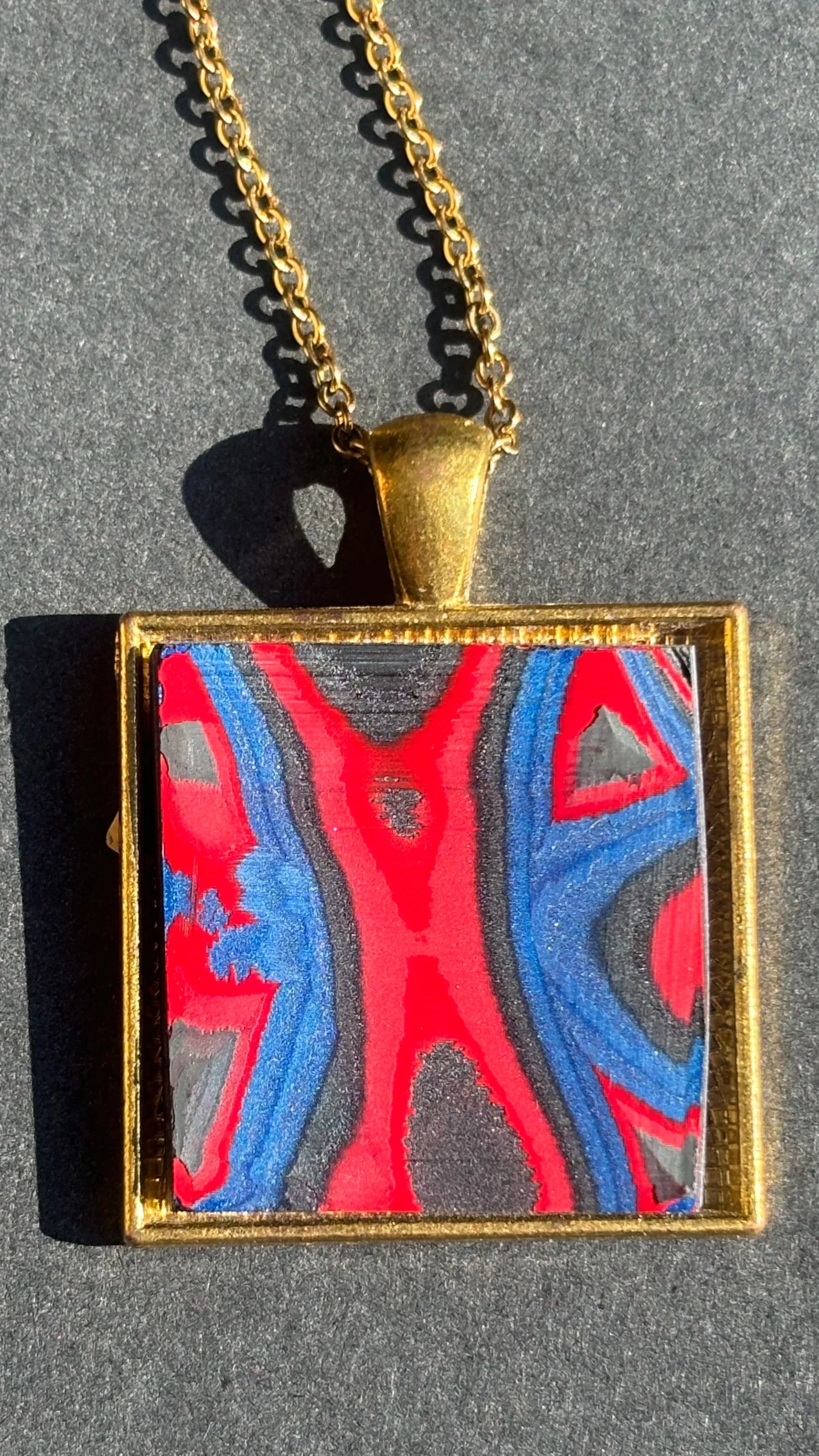Bold Jeep Paint Gold Square Pendant Necklace