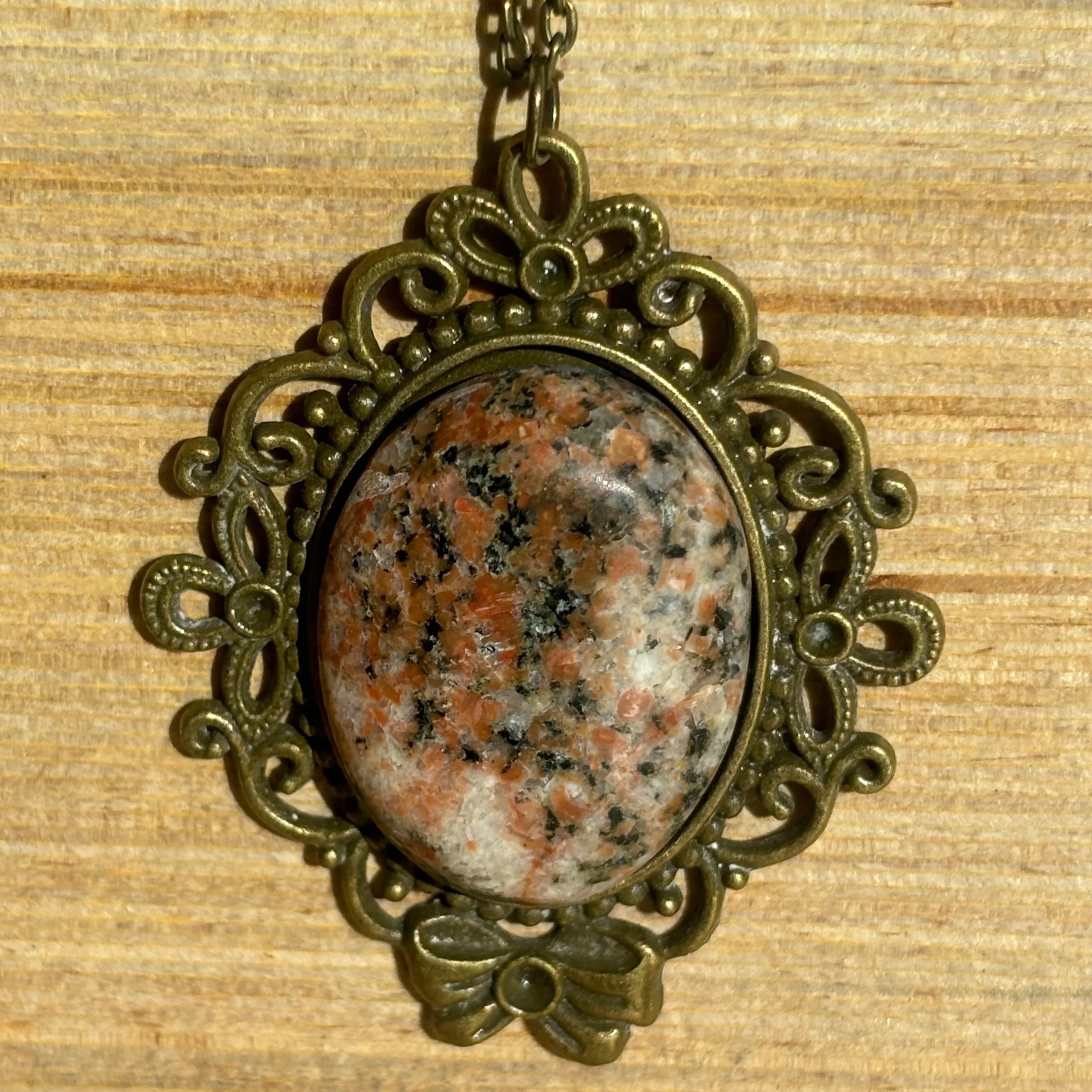Lake Michigan Stone Bronze Pendant