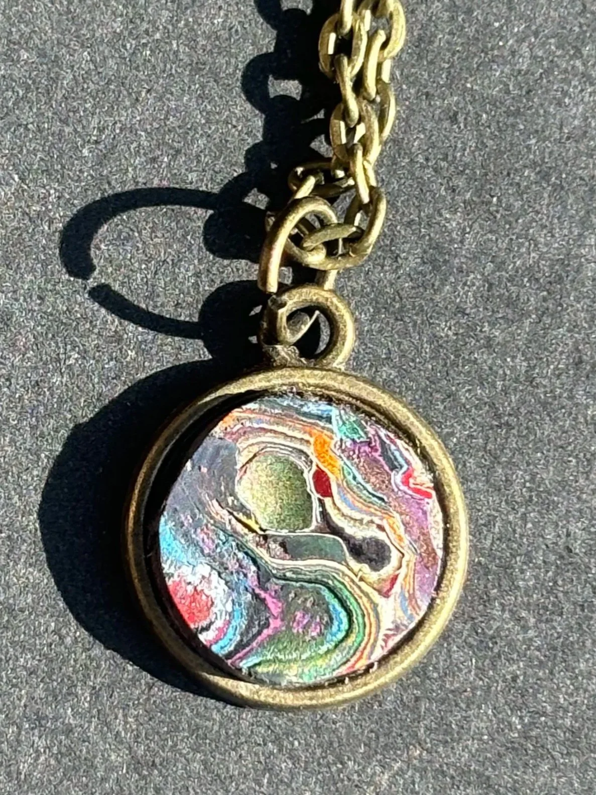 Tiny Cadillac Ranch Graffiti Bronze Pendant