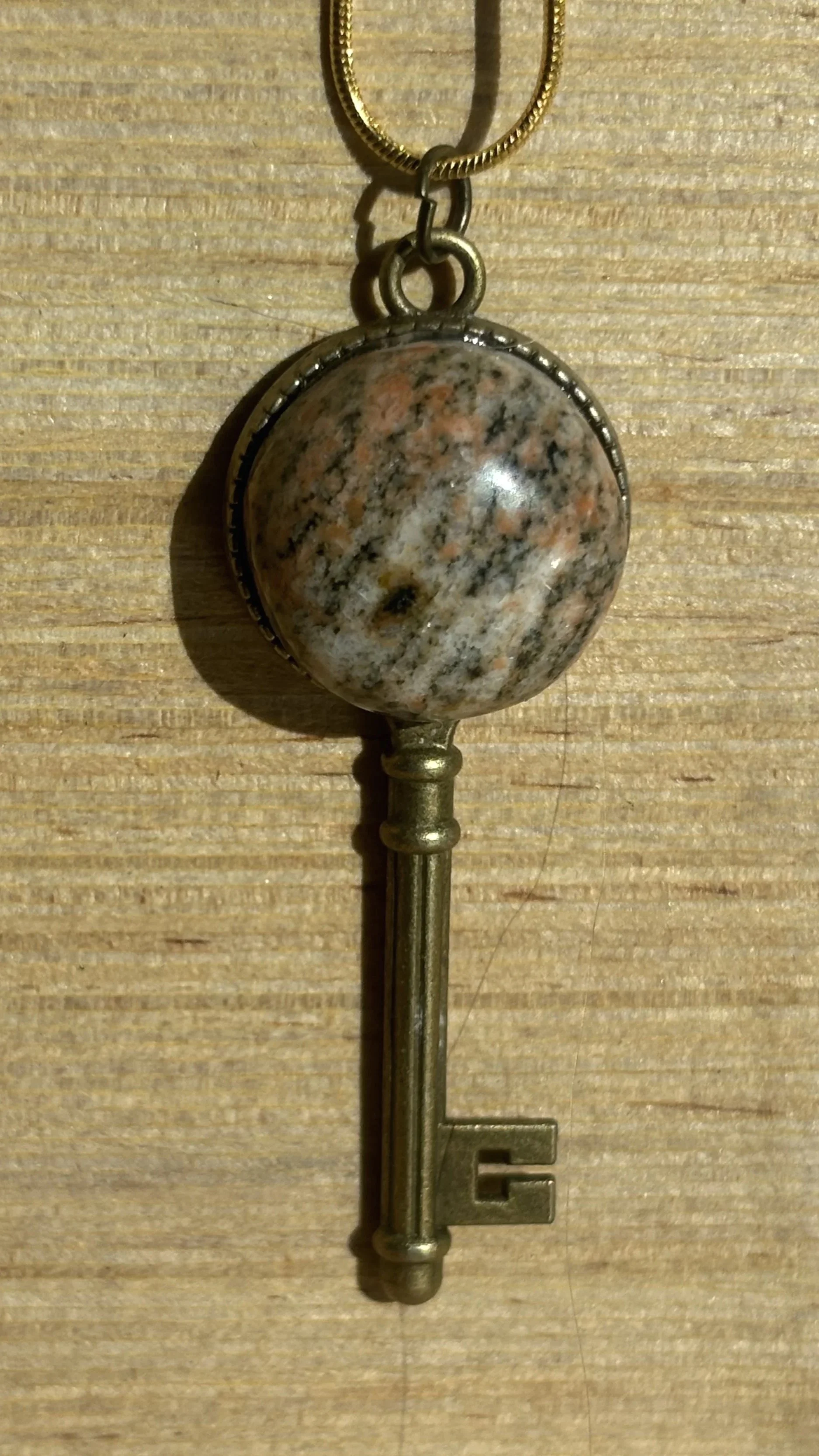 Lake Michigan Stone & Bronze Key Pendant Necklace