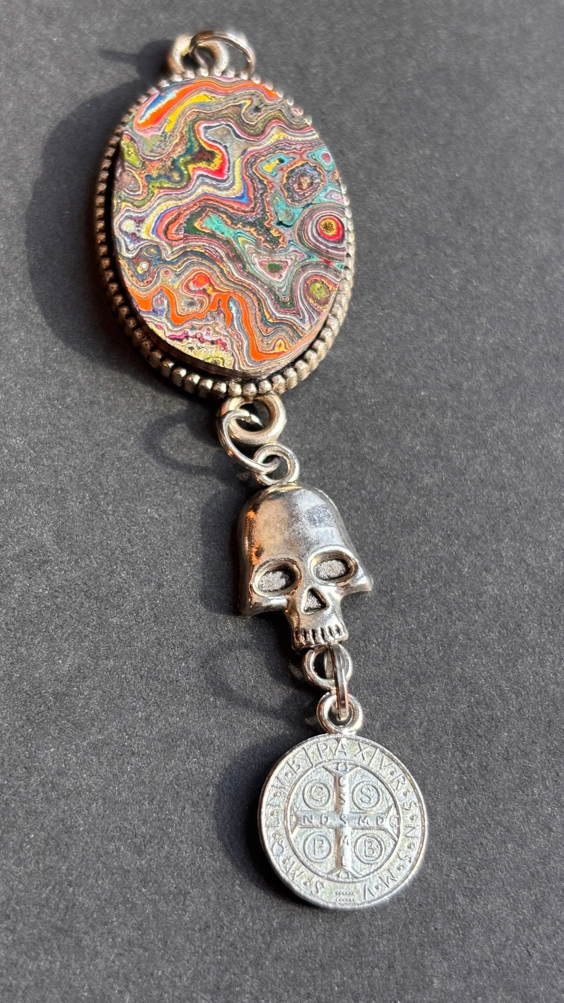 Cadillac Ranch Graffiti Skull Pendant