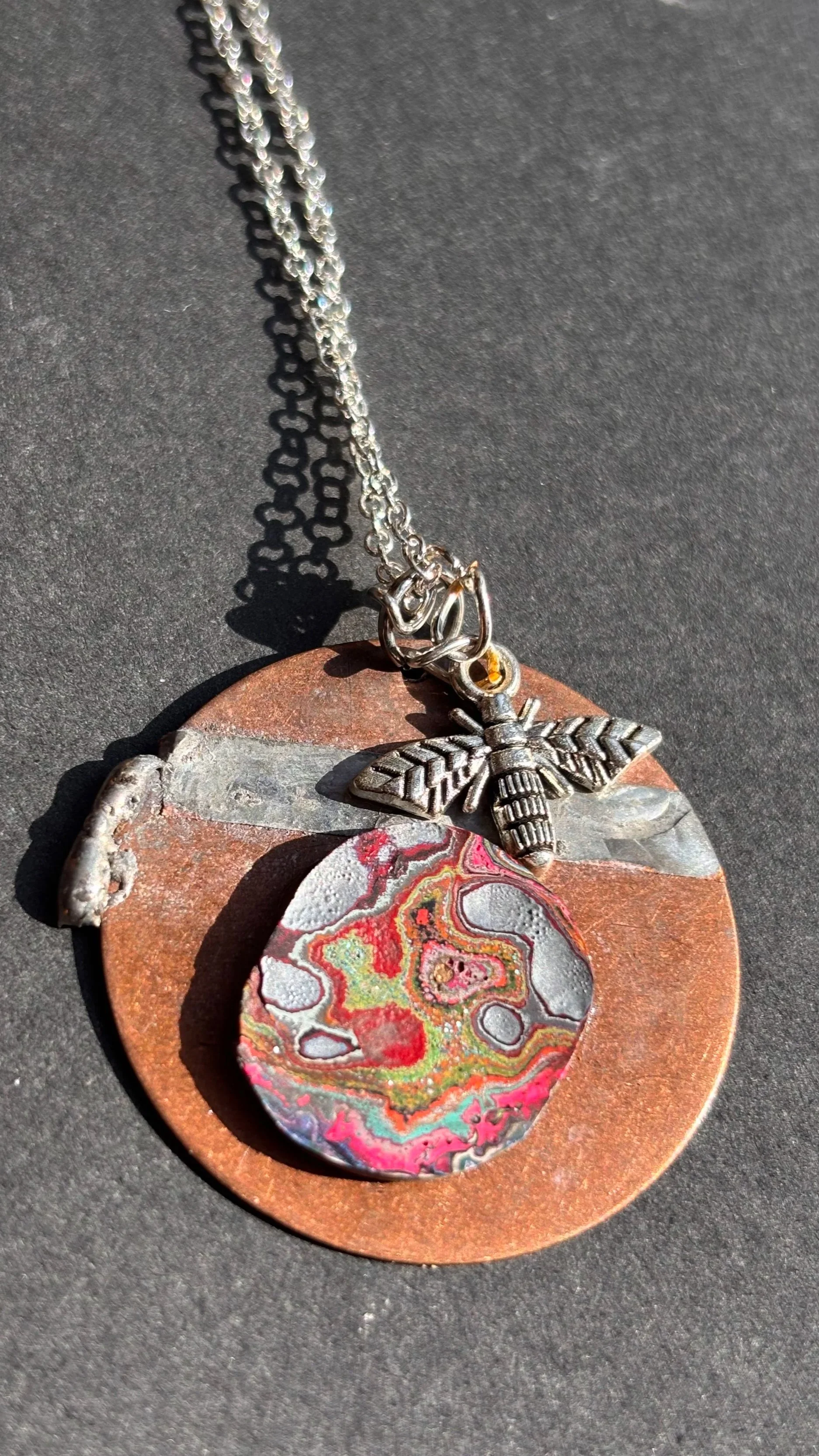 Firefly Graffiti Copper Pendant Necklace