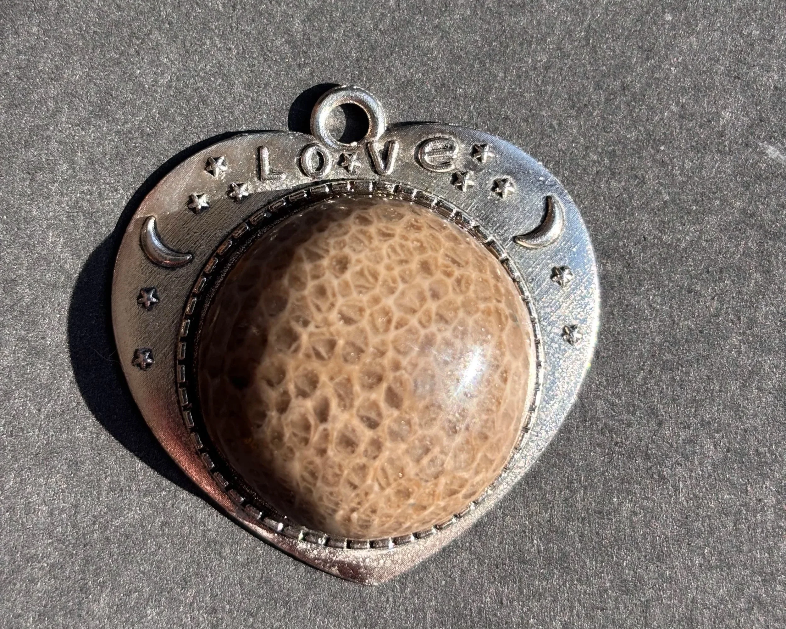 Silver Heart Charlevoix Stone Pendant