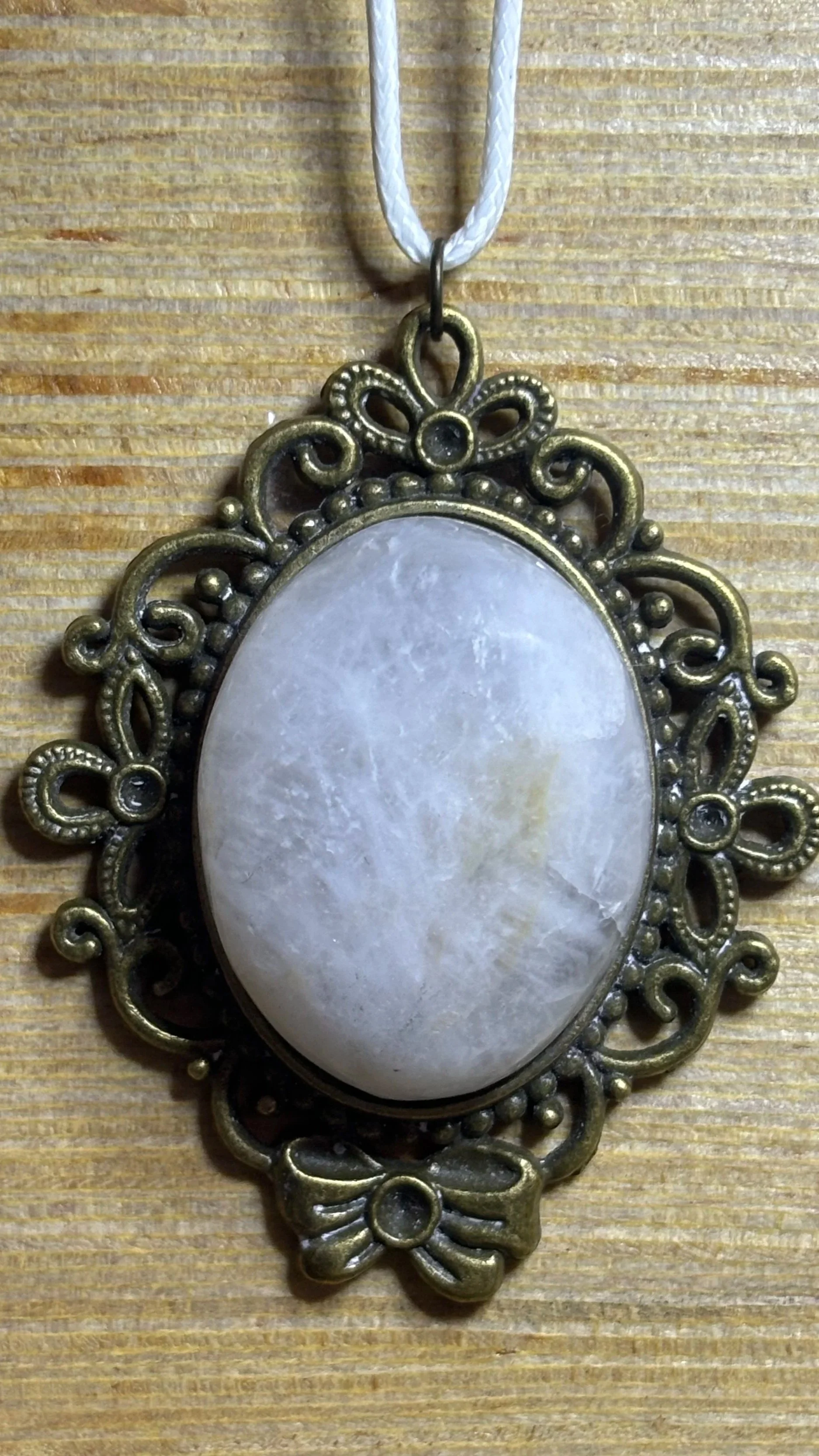 Dreamy Brass Mirror Necklace with Quarry Stone