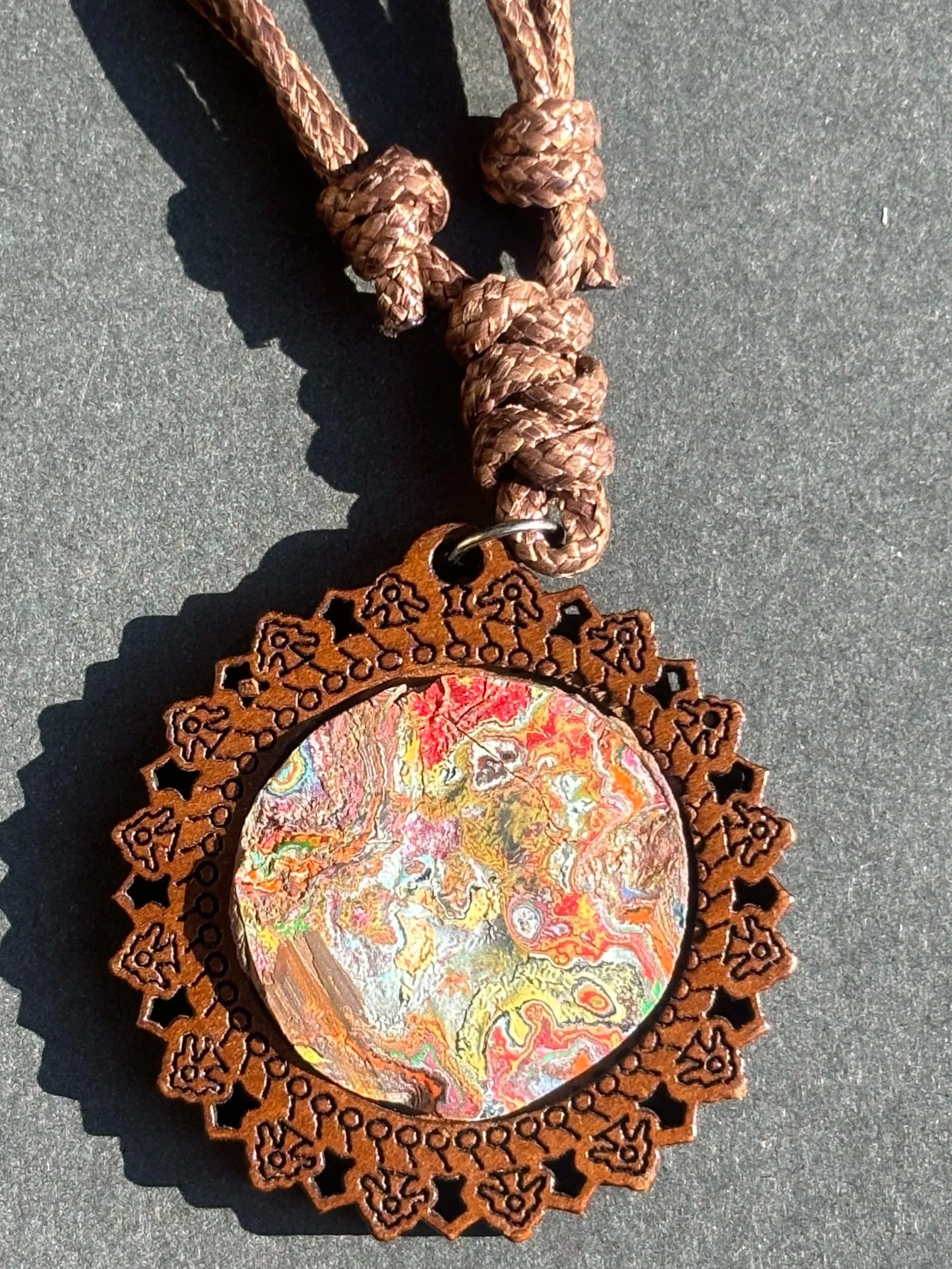 Cadillac Ranch Graffiti Wooden Pendant