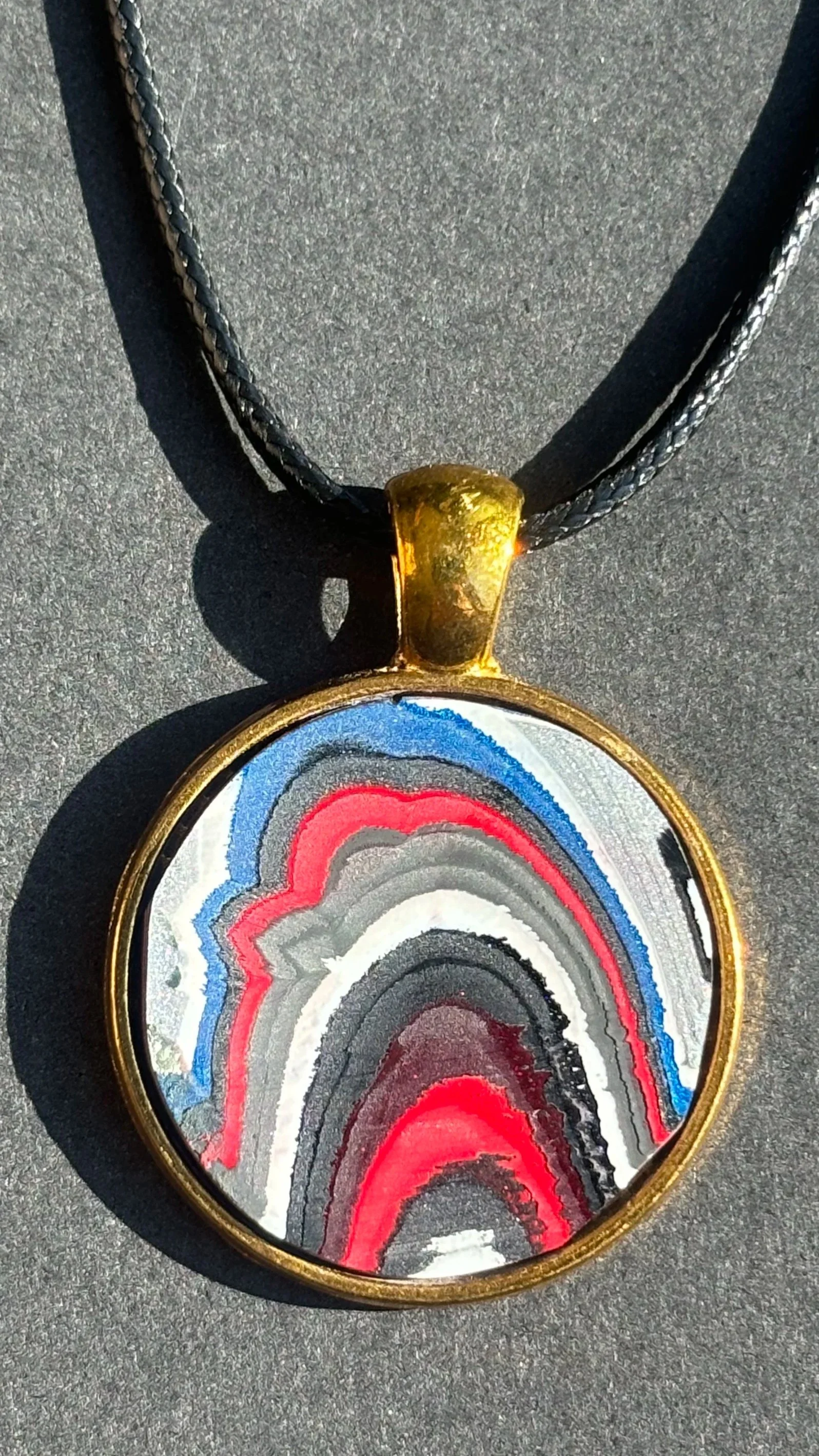 Jeep Paint Circular Gold Pendant on Black Cord