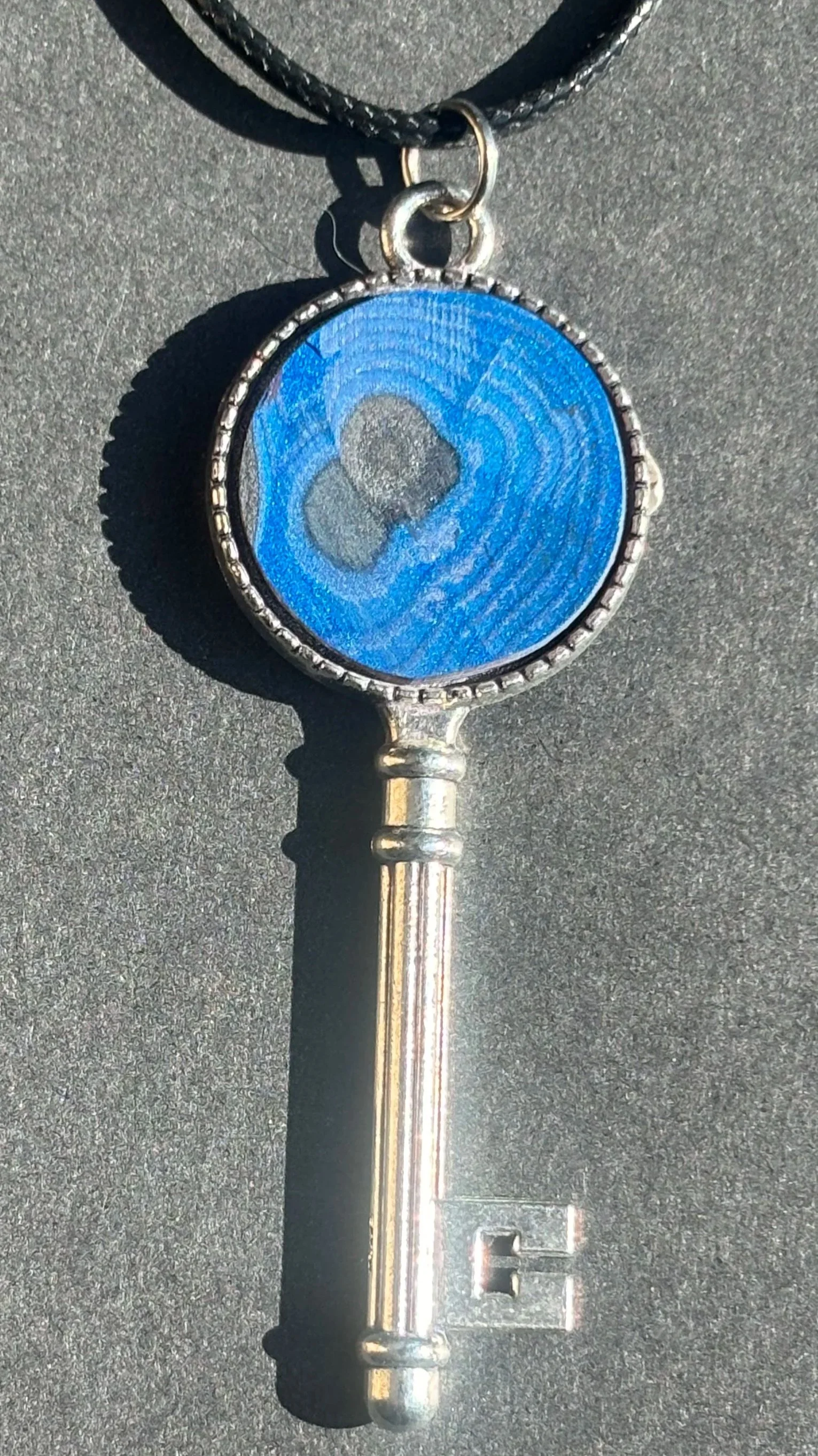 Mystic Blue Key Pendant Necklace