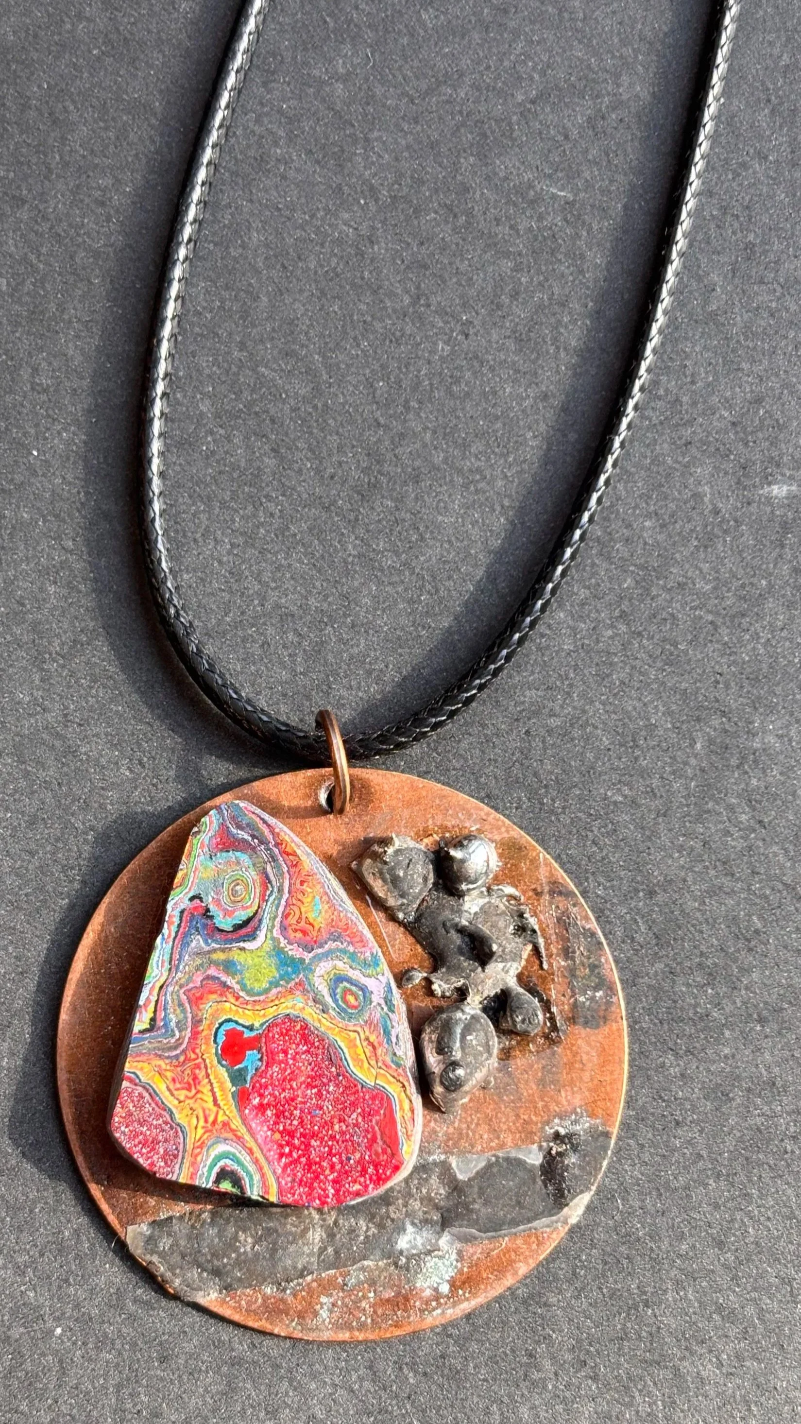 Cadillac Ranch Graffiti Copper Pendant