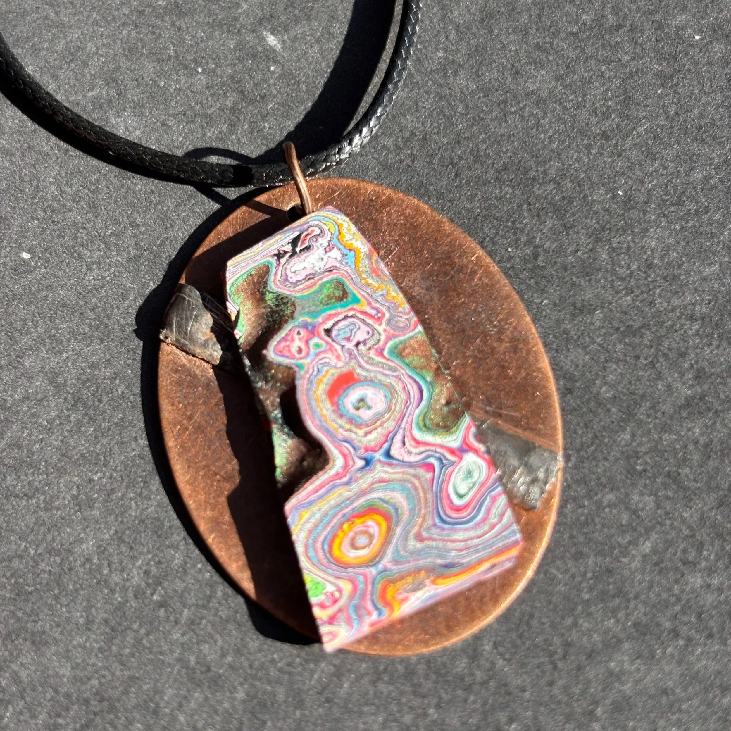Cadillac Ranch Graffiti Copper Pendant