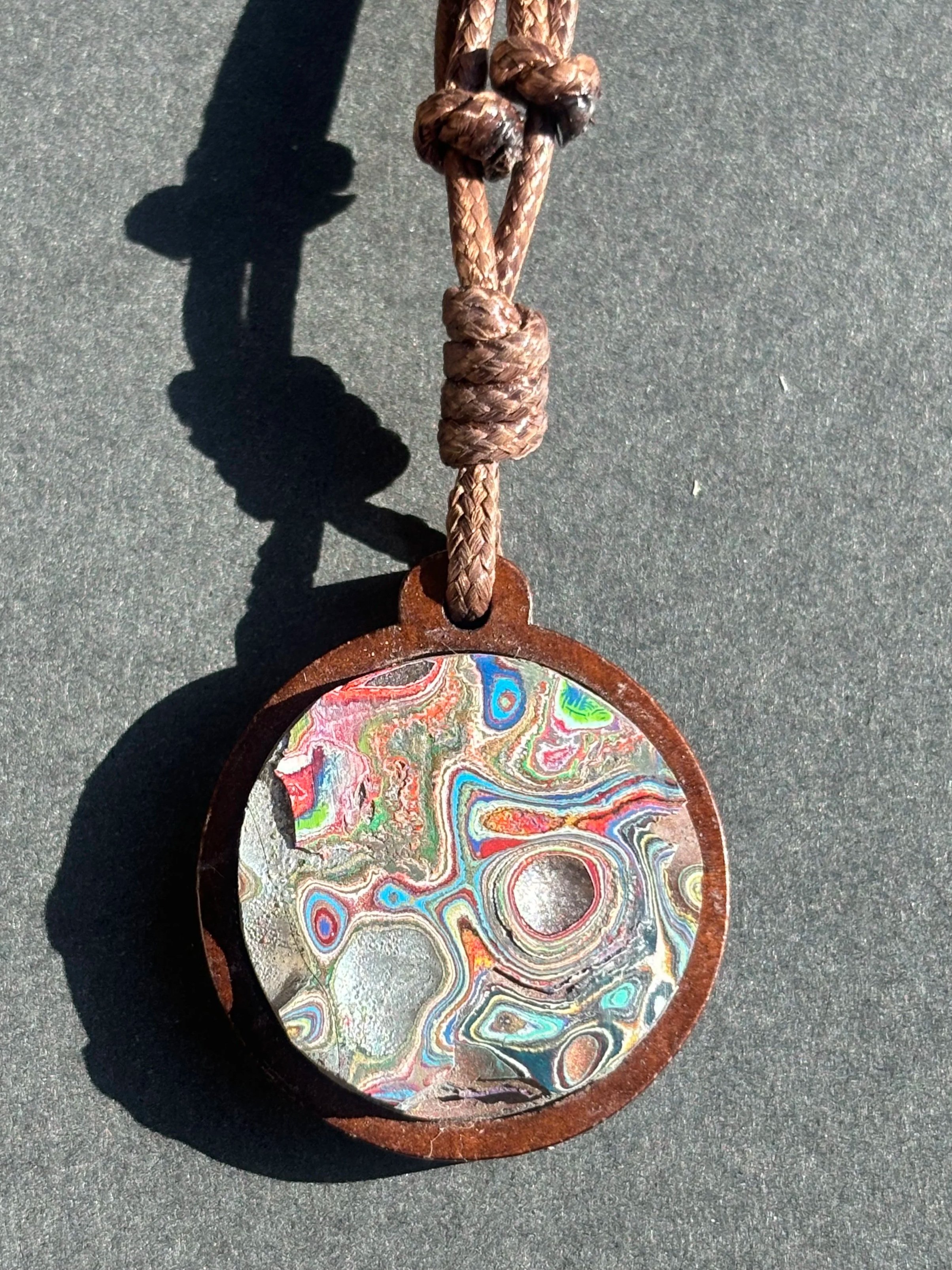 Cadillac Ranch Graffiti Wood Pendant Necklace