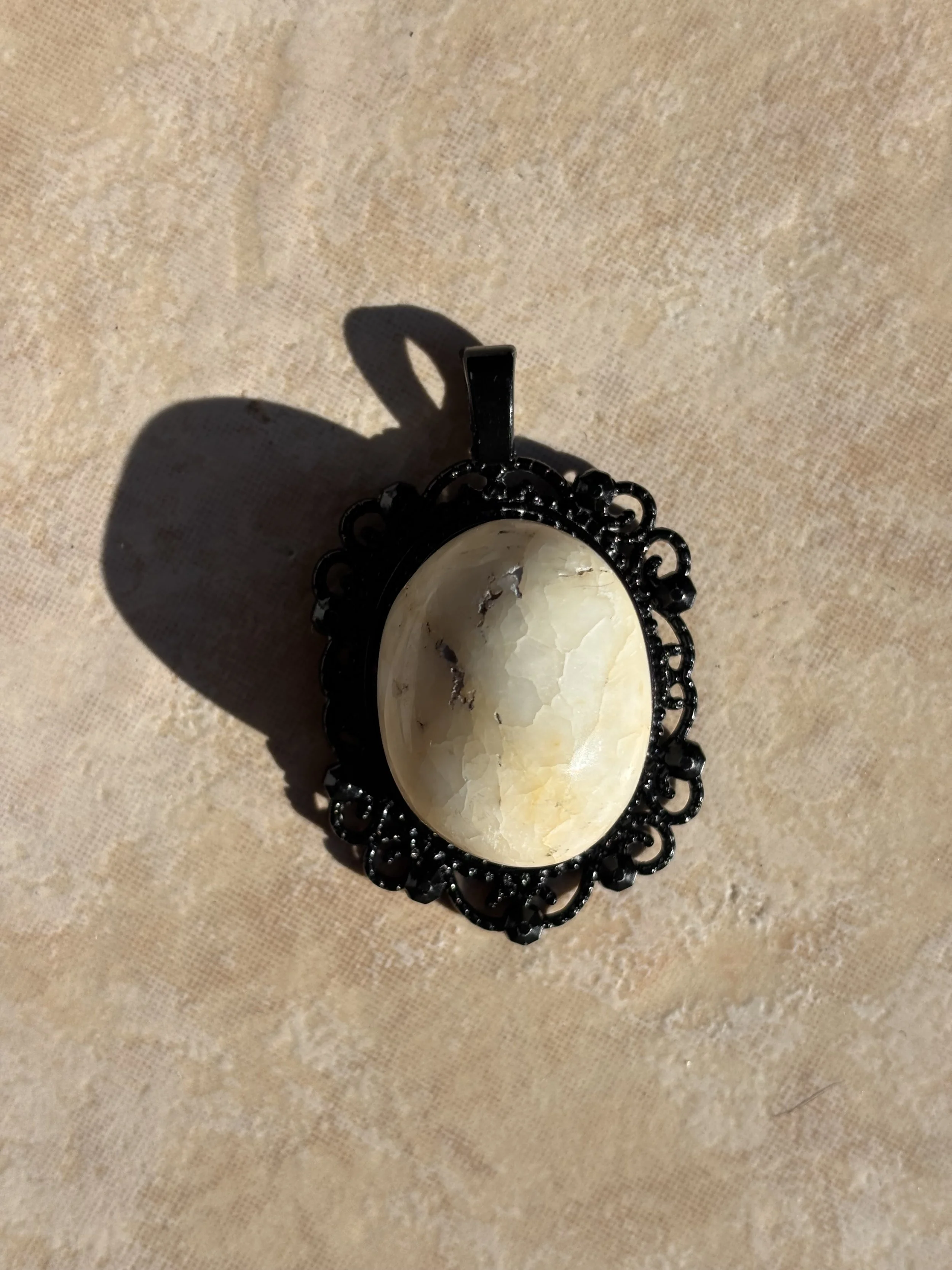 Black Moody Quartz Oval Pendant