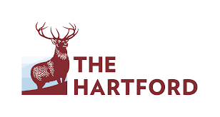 Logo of The Hartford featuring a red stag and the company name in bold text