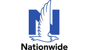 Logo for Nationwide insurance, featuring a stylized white eagle with outstretched wings and the word 'Nationwide' beneath it.