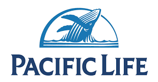 Pacific Life logo featuring a stylized shark jumping over a wave