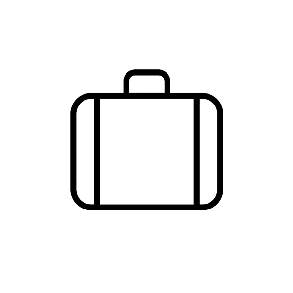 Outline of a briefcase or suitcase with a handle at the top.
