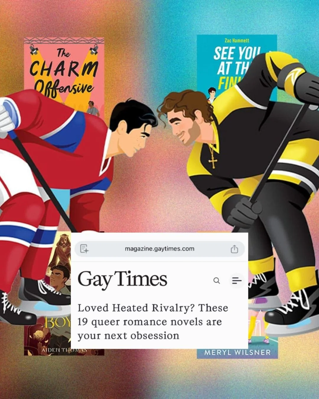 Spoiled for choice! Love seeing a list of queer romance filled with books I love. Check it out on GayTimes: https://magazine.gaytimes.com/19-books-to-read-if-you-love-heated-rivalry/

In case you&rsquo;re new here (hi!):

My debut MM Romance is comin