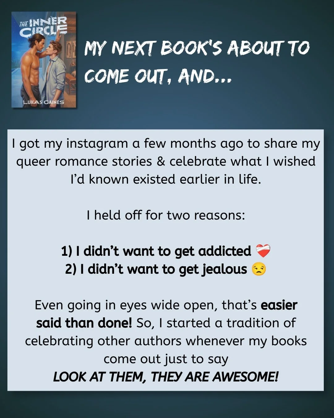 Let their be no doubt that the social media negatives are real, but the positives are too! Thanks to all the amazing authors who've shared tips and/or encouragement along the way! Go buy their books!
--
@wintersjulian, @matthewhubbard, @kataraqui, @m
