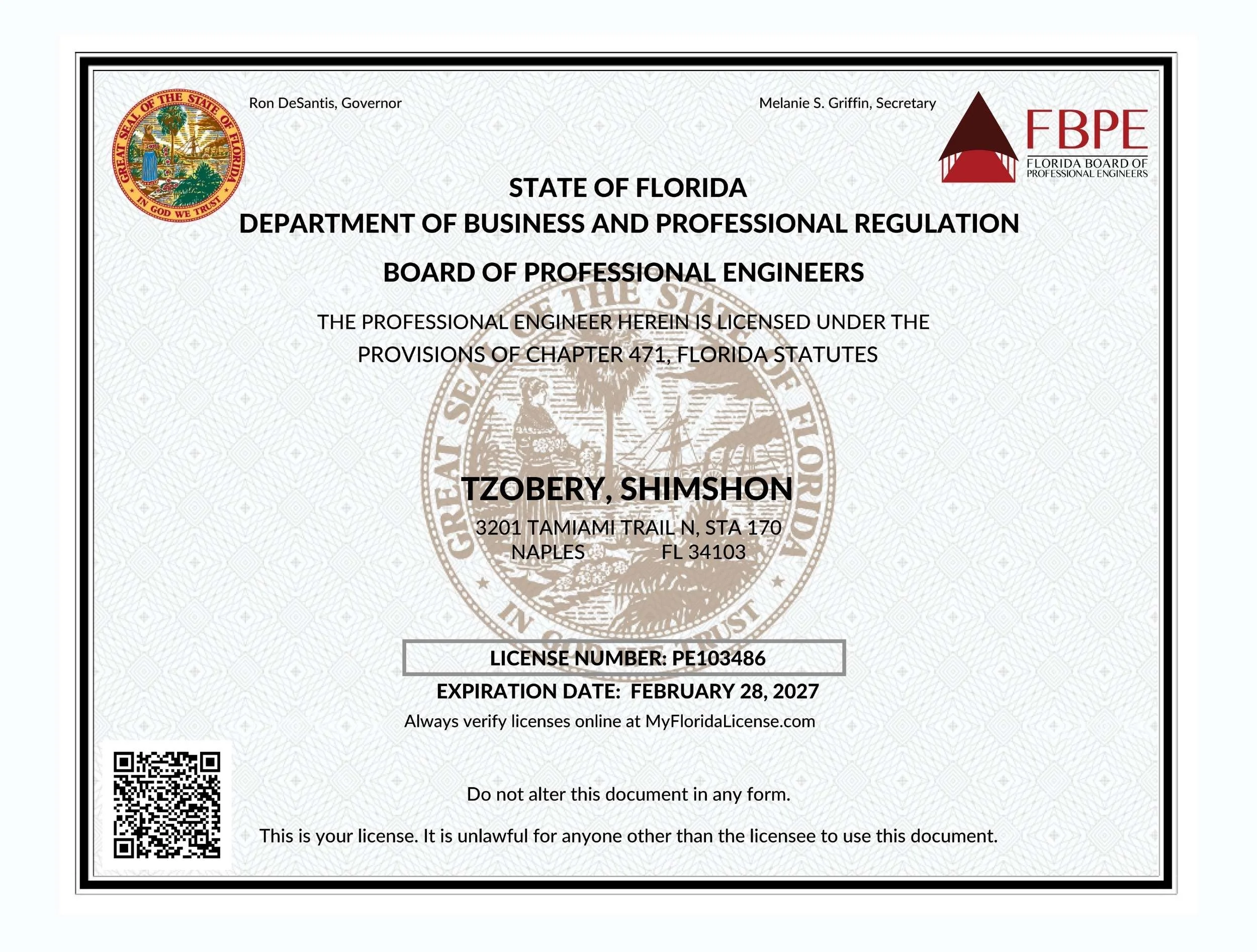 Professional engineering licenses held by FloodReady leadership