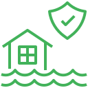 Home with floodwaters