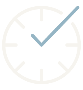 Clock showing 3:05 with a checkmark